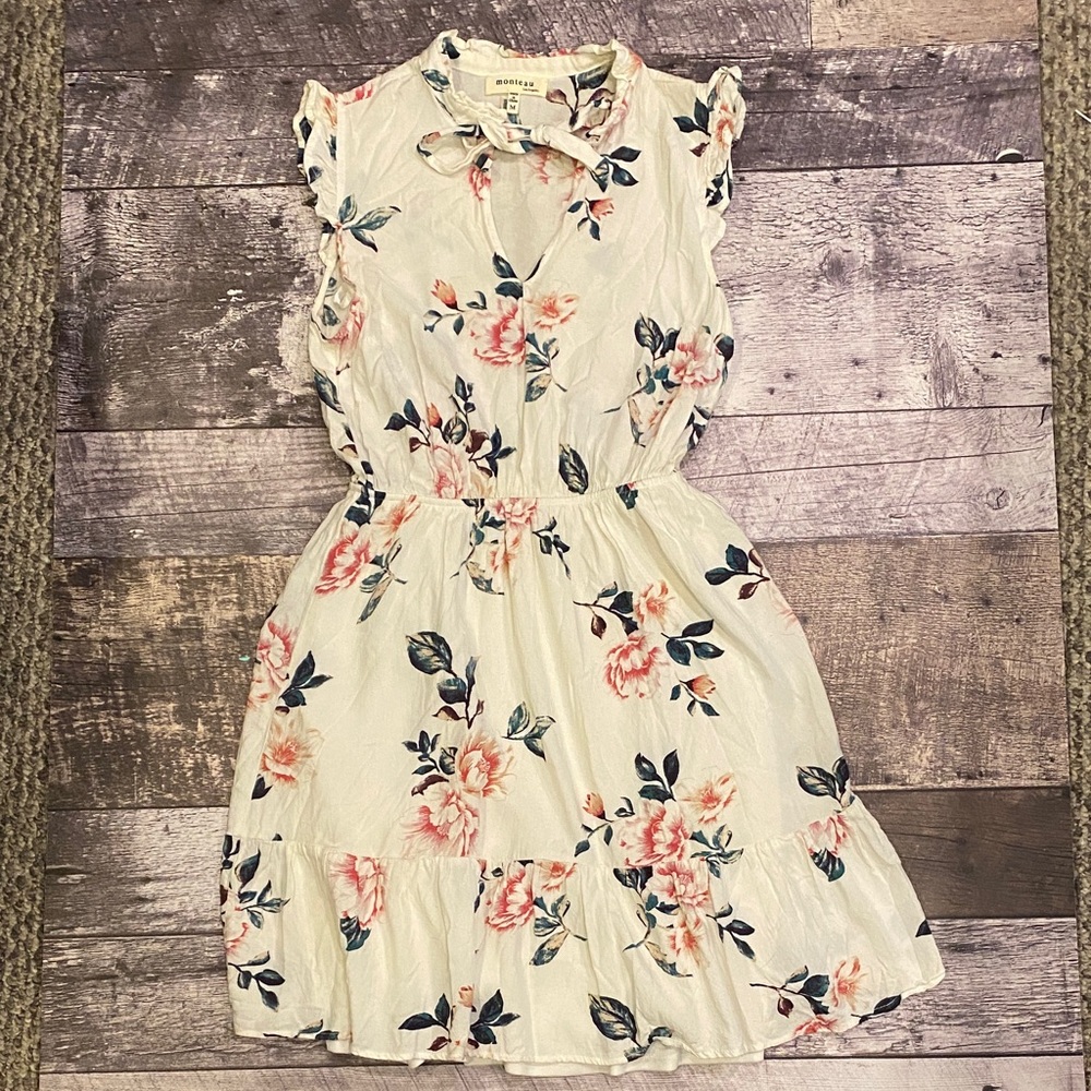White Floral Ruffle Dress
